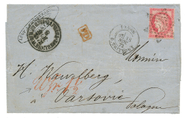 1872 80c CERES Sur Lettre De PARIS Pour VARSOVIE POLOGNE. Recto, Cachet Taxe Rare "WFR. 1/2" En Rouge. Arrivée Au - 1871-1875 Ceres