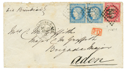 1872 80c EMPIRE(n°32) + Paire 25c CERES(n°60) Sur Env. De BOULOGNE SUR MER Pour ADEN(YEMEN). TB. - 1871-1875 Cérès