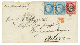 1872 80c EMPIRE(n°32) + Paire 25c CERES(n°60) Sur Env. De BOULOGNE SUR MER Pour ADEN(YEMEN). TB. - 1871-1875 Ceres