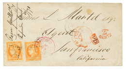 1871 2 Exemplaires TB Margés Du 40c BORDEAUX(n°48) Obl. Sur Enveloppe Pour SAN FRANCISCO (ETATS-UNIS). RARE. - 1870 Bordeaux Printing