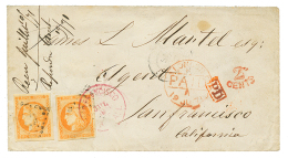 1871 2 Exemplaires TB Margés Du 40c BORDEAUX(n°48) Obl. Sur Enveloppe Pour SAN FRANCISCO (ETATS-UNIS). RARE. - 1870 Uitgave Van Bordeaux