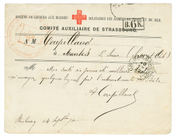 CROIX-ROUGE : 1870 Trés Rare CARTE CROIX-ROUGE De STRASBOURG Ayant Voyagée. Cachet Allemand BAD.BAHNPOST + - Guerra Del 1870