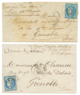 ARMEE DES VOSGES : 1871 2 Lettres Avec 20c BORDEAUX(pd) + "ARMEE DES VOSGES" Pour GRENOBLE. TB. - Guerre De 1870