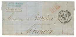 GUERRE 1870 - ARIEGE : Cachet FOIX-S-ARIEGE + P.P + Cachet Bleu 2e REGIMENT D'INFANTERIE "ARMEE ACTIVE" Sur Lettre Avec - Guerre De 1870