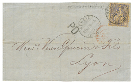 ANGLETERRE Via GENEVE Pour LYON : 1870 SUISSE 30c Obl. GENEVE Sur Lettre Avec Texte Daté NOTTINGHAM(ANGLETERRE) P - Guerre De 1870