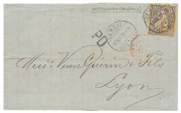 ANGLETERRE Via GENEVE Pour LYON : 1870 SUISSE 30c Obl. GENEVE Sur Lettre Avec Texte Daté NOTTINGHAM(ANGLETERRE) P - Oorlog 1870