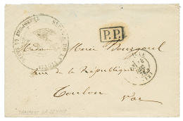 GUERRE 1870 - MARINE DE GUERRE : Cachet Aigle SERVICE DE LA FLOTTE TRANSPORT LA SEINE + P.P + T.17 MARSEILLE Sur Env. Po - Guerre De 1870