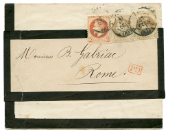 IMPRIME Pour L' ITALIE : 1872 2c(n°26)+ 4c(n°27)x2 Obl. REIMS Sur IMPRIME Complet Sous Bande Pour ROME (ITALIE). - 1863-1870 Napoléon III. Laure