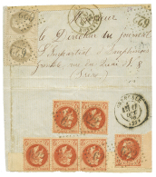 1870 4c(n°27)x2 + Verso 2c(n°26)x6 Obl. GC 622 + T.17 BRIANCON Sur Lettre Pour GRENOBLE. TB. - 1863-1870 Napoléon III. Laure