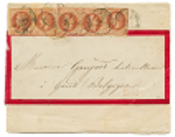 IMPRIME En DOUBLE PORT Pour La BELGIQUE : 1867 2c Lauré(x5) Obl. Sur IMPRIME Sous Bande Complet Pour LA BELGIQUE. - 1863-1870 Napoleon III With Laurels