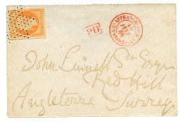 1868 40c(n°23) Obl. Etoile + Cachet Rouge AFFRANCHISSEMENTS (5) PARIS Sur Env. Pour L'ANGLETERRE. RARE. Superbe. - 1863-1870 Napoléon III Con Laureles