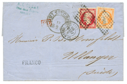 1860 40c(n°16) + 80c(n°17) TB Margés Sur Lettre Du HAVRE Pour ULLANGER SUEDE. TTB. - 1853-1860 Napoléon III