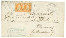 1856 Superbe Paire 40c(n°16) Obl. Roulette D' ETOILES Sur Lettre De PARIS Pour VANNES. Rare. TTB. - 1853-1860 Napoleon III