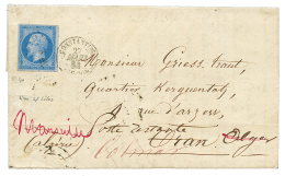 1858 20c(n°14) Bleu Sur LILAS Obl. PC 3721 + CONSTANTINE ALGERIE Sur Lettre Réexpédiée. Sign&ea - 1853-1860 Napoléon III.