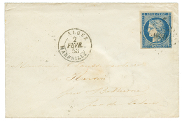 1853 25c CERES (n°4) TB Margé Obl. PC 1896 + Cachet Maritime ALGER MARSEILLE Sur Enveloppe Pour BETHUNE. Obli - 1849-1850 Cérès