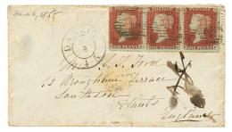 ESCADRE DE LA BALTIQUE : 1855 GB 1p(x3) + DANZIG Sur Env. Pour L'ANGLETERRE. RARE. TB. - Army Postmarks (before 1900)