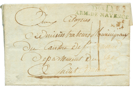 An 7 Don D ARM. DE MAYENCE En Vert Sur Lettre Avec Texte De COBLENTZ. Superbe. - Army Postmarks (before 1900)