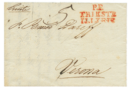 1813 P.P TRIESTE ILLYRIE Rouge Sur Lettre Avec Texte Pour VERONA(ITALIE). TTB. - 1792-1815: Départements Conquis