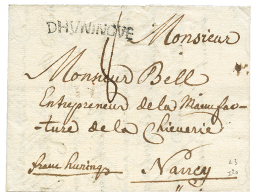 HAUT RHIN : 1753 DHVNINGUE LENAIN N°3 Sur Lettre Pour NANCY. Indice 20. TTB. - 1701-1800: Précurseurs XVIII