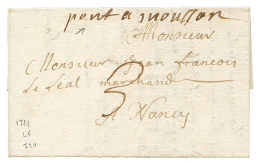 MEURTHE : 1721 PONT A MOUSSON Manuscrit (LENAIN N°6) Sur Lettre Pour NANCY. Indice 20. Superbe. - 1701-1800: Précurseurs XVIII