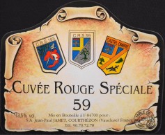 ETIQUETTE De VIN - CUVEE ROUGE SPECIALE 59 - Vin De Table De France 13,5° - 75cl - Parf. Etat - - Military