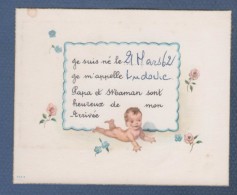 FAIRE PART DE NAISSANCE 1962 - LUDOVIC - BEBE NU ET FLEURS - 9 X 11.2 Cm - Birth & Baptism