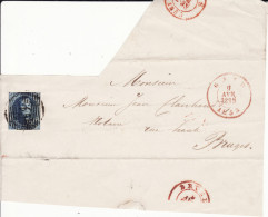 Brief Fragment  Medaillon 20 C  Van Brugge Bruges 9 April 1853 Naar Brugge - 1849-1865 Medaillen (Sonstige)