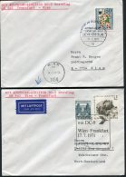 1971 Austria Germany Wien / Frankfurt First Flight Covers (2) - Premiers Vols