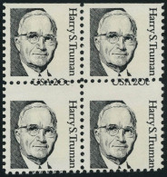 Neuf Sans Charnière N° 1514, 2c Harry Truman, Bloc De 4, Bdf Supérieur, Variété De... - Andere & Zonder Classificatie