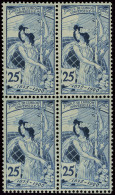 Neuf Sans Charnière N° 91, 25c Bleu UPU Regravé, Bloc De 4, Superbe, Excellent Centrage, Cat... - Andere & Zonder Classificatie