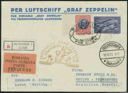 Lettre Zeppelin 3è SAF 1932 Pour Le Brésil Sur LR + Cachet De Transit Et D'arrivée, T.B. - Altri & Non Classificati