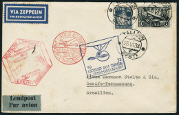 Lettre Zeppelin 3 SAF 1933, L. Càd Tallinn 26.VI.33, Càd De Transit Illustré De Berlin Et... - Other & Unclassified