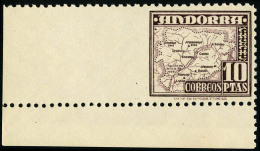 Neuf Sans Charnière N° 63Ia, 10p Carte D'Andorre, ND à Gauche, Cdf, Superbe, Signé Brun,... - Andere & Zonder Classificatie