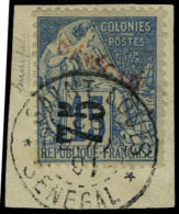 Fragment N° 6a, 75 Sur 15c Bleu Surcharge Sénégal En Rouge, Obl Sur Fragment, Superbe Et Rare,... - Andere & Zonder Classificatie