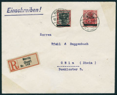 Lettre N° 12a, 40p Carmin Et Noir, Surcharge Renversée + N° 6 Sur LR De Merzig 18.4.20, Pour... - Andere & Zonder Classificatie