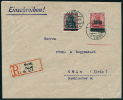 Lettre N° 6b, 10p Rouge, Double Surcharge + N° 12  Sur LR De Merzig 18.4.20, Pour Köln Avec... - Autres & Non Classés