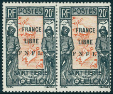 Neuf Avec Charnière N° 285, 20c Noir Et Orange France Libre, Variété F Large Tenant... - Autres & Non Classés