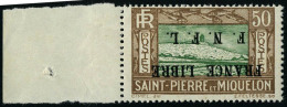 Neuf Sans Charnière N° 239A, 50c France Libre, Surcharge Renversée, T.B. Signé Calves - Other & Unclassified