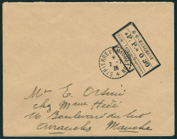 Lettre Lettre Avec Cachet Rectangulaire PP 030, Càd 2.7.26 Pour Avranches Manche, T.B. - Autres & Non Classés