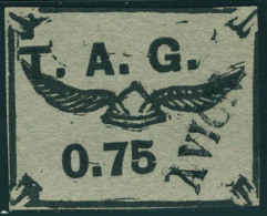 Oblitéré N° 4A, 75c Noir Sur Gris, Oblitéré, Cachet Avion, T.B. - Autres & Non Classés