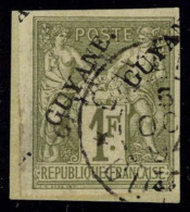 Oblitéré N° 15c, 1f Olive, Triple Surcharge Sur Petit Fragment, T.B. Signé Roumet - Other & Unclassified