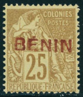 Neuf Sans Gomme N° 8B, 25c Bistre Sur Jaure, Surcharge En Rouge Avec Accent, Non émis, T.B. Signé... - Andere & Zonder Classificatie