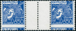 Neuf Sans Charnière N°396. 50c Bleu. Paire Horizontale Interpanneau Avec Piquage à Cheval. T.B. - Other & Unclassified