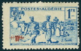 Neuf Avec Charnière N° 159a, 1f + 1f Bleu Double Surcharge, T.B. Signé Brun - Autres & Non Classés