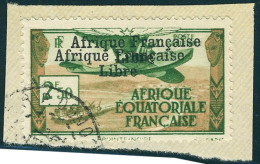 Fragment N° 15b, 2f50 Afrique Française Libre, Double Surcharge Sur Petit Fragment, T.B. Signé JF... - Andere & Zonder Classificatie