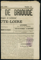 Lettre N° 7, 2c Violet Dentelé Sur Journal Entier L'Indépendant De Brioude Samedi 27... - Autres & Non Classés