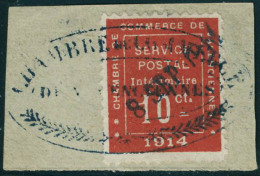 Oblitéré N° 1, 10c Valenciennes, Obl. 8 Sept 1914 Chambre De Commerce, Sur Petit Fragment, T.B. - Autres & Non Classés