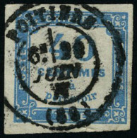 Oblitéré N° 7, 40c Bleu Obl Centrale Poitiers, T.B. Signé Brun - Autres & Non Classés