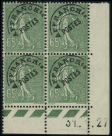 Neuf Sans Charnière N° 49, 65c Olive, 3 Blocs De 4 CD Différents 1927 Et 1929 T.B. Cl Sur 1 Bloc - Autres & Non Classés