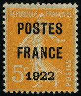 Neuf Avec Charnière N° 36, 5c Postes France 1922 T.B. Signé Calves - Autres & Non Classés
